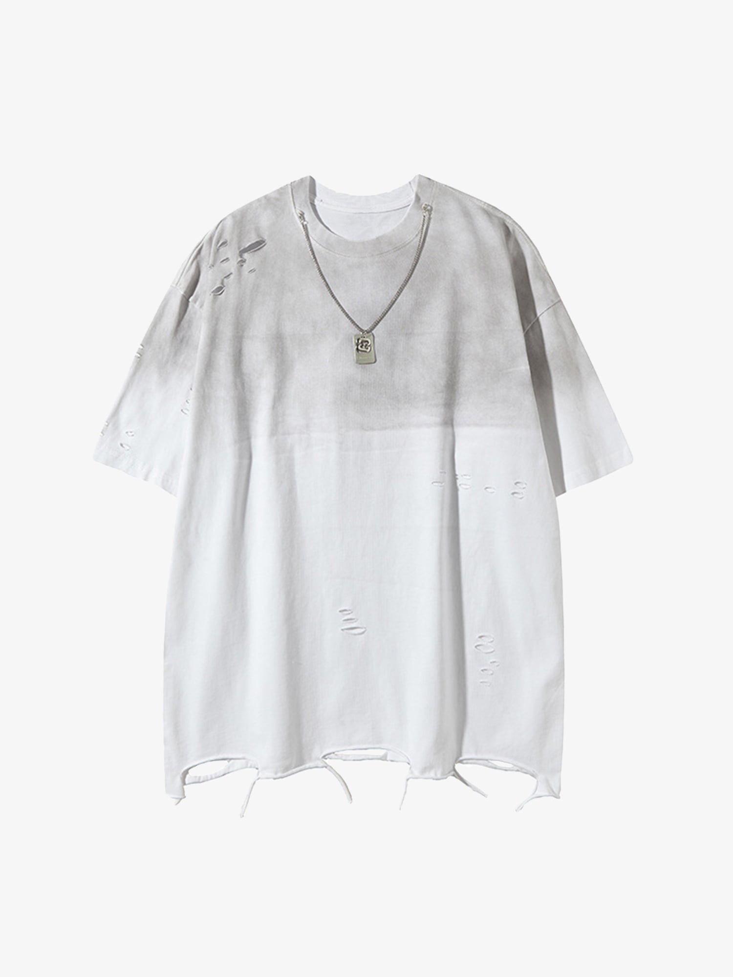 Tie -Dye Tattered Edge Necklace T-shirt 