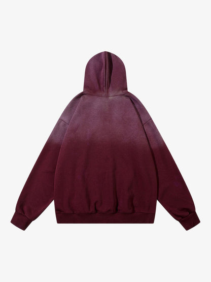 Thesupermade Patch Lettering Embroidered Gradient Color Hoodie 