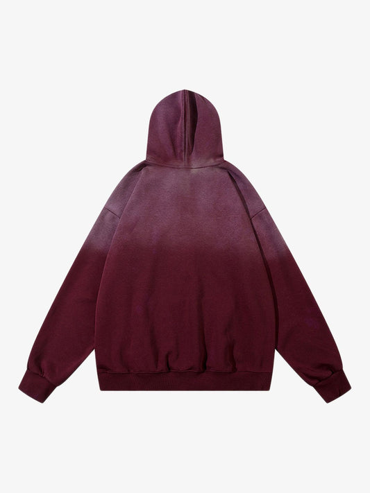 Thesupermade Patch Lettering Embroidered Gradient Color Hoodie 
