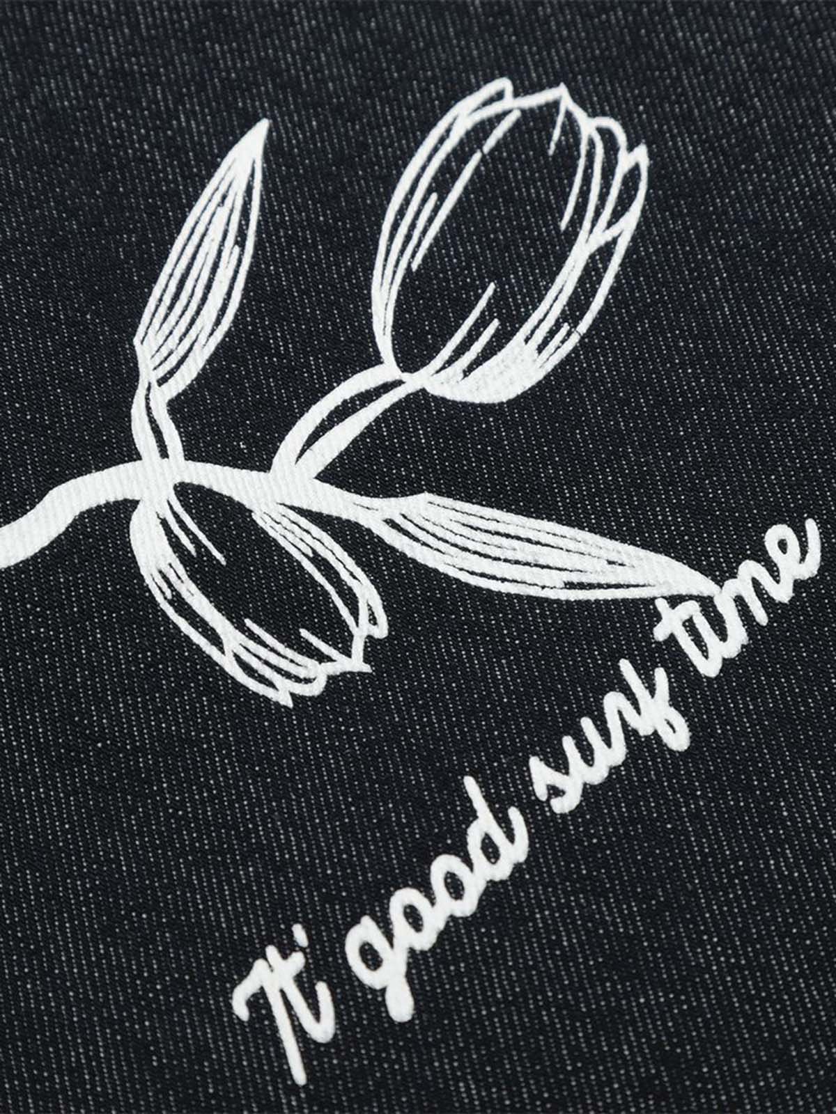 Vintage Graffiti Floral Print Jeans 