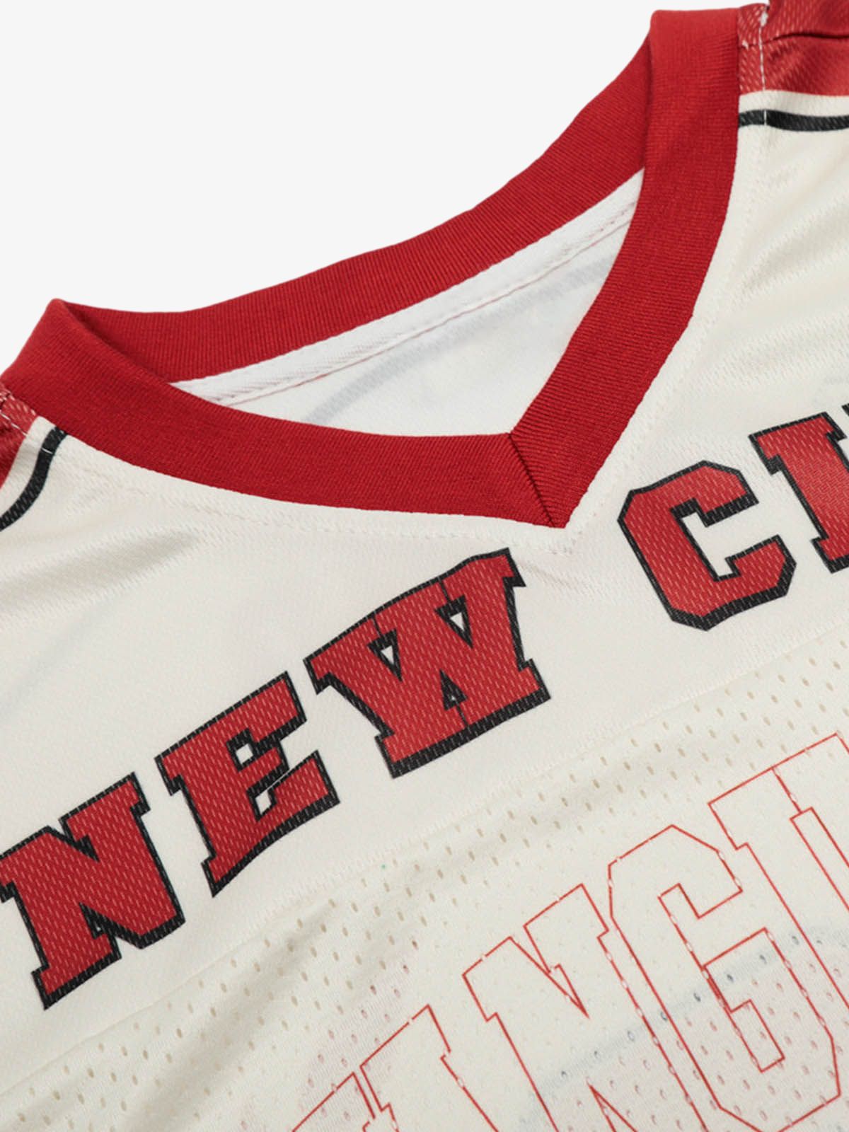 Patchwork Mesh letter Print Jersey T-Shirt 