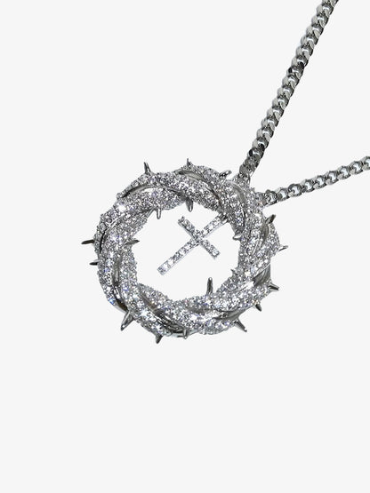 Twisted Cross Zircon Pendant Copper Necklace