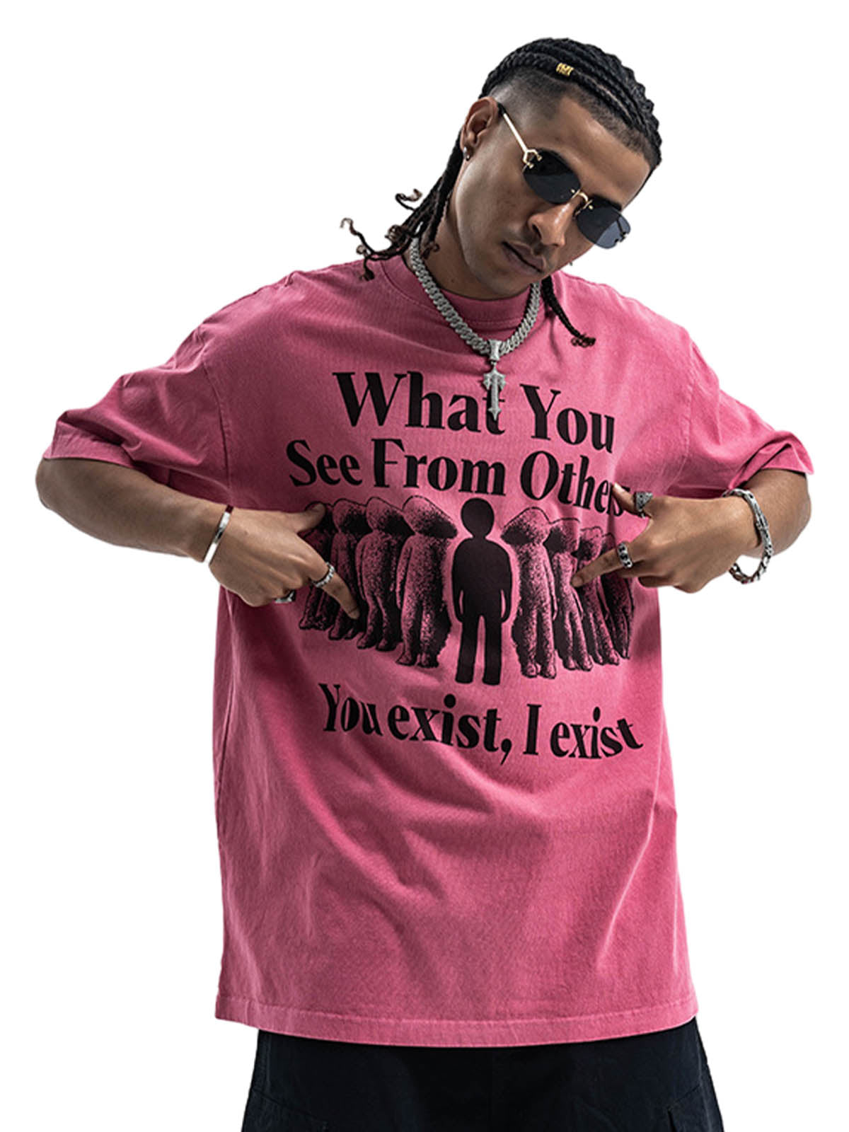 Street Retro Portrait Letter Print T-Shirt 