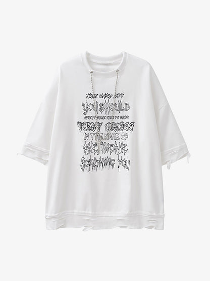 Thesupermade Chain Decorated Oversized T-Shirt - 2278 