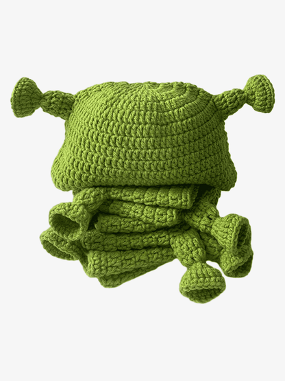 Thesupermade Fun Green Cartoon Hand-knitted Head Cover