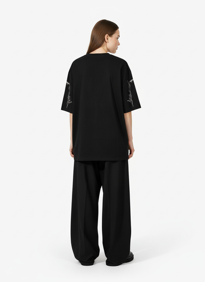 Thorn Embroidery Suede T-Shirt