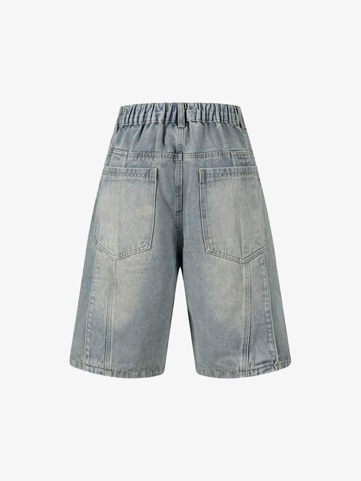 Washed Distressed Deconstructed Split Denim Shorts 