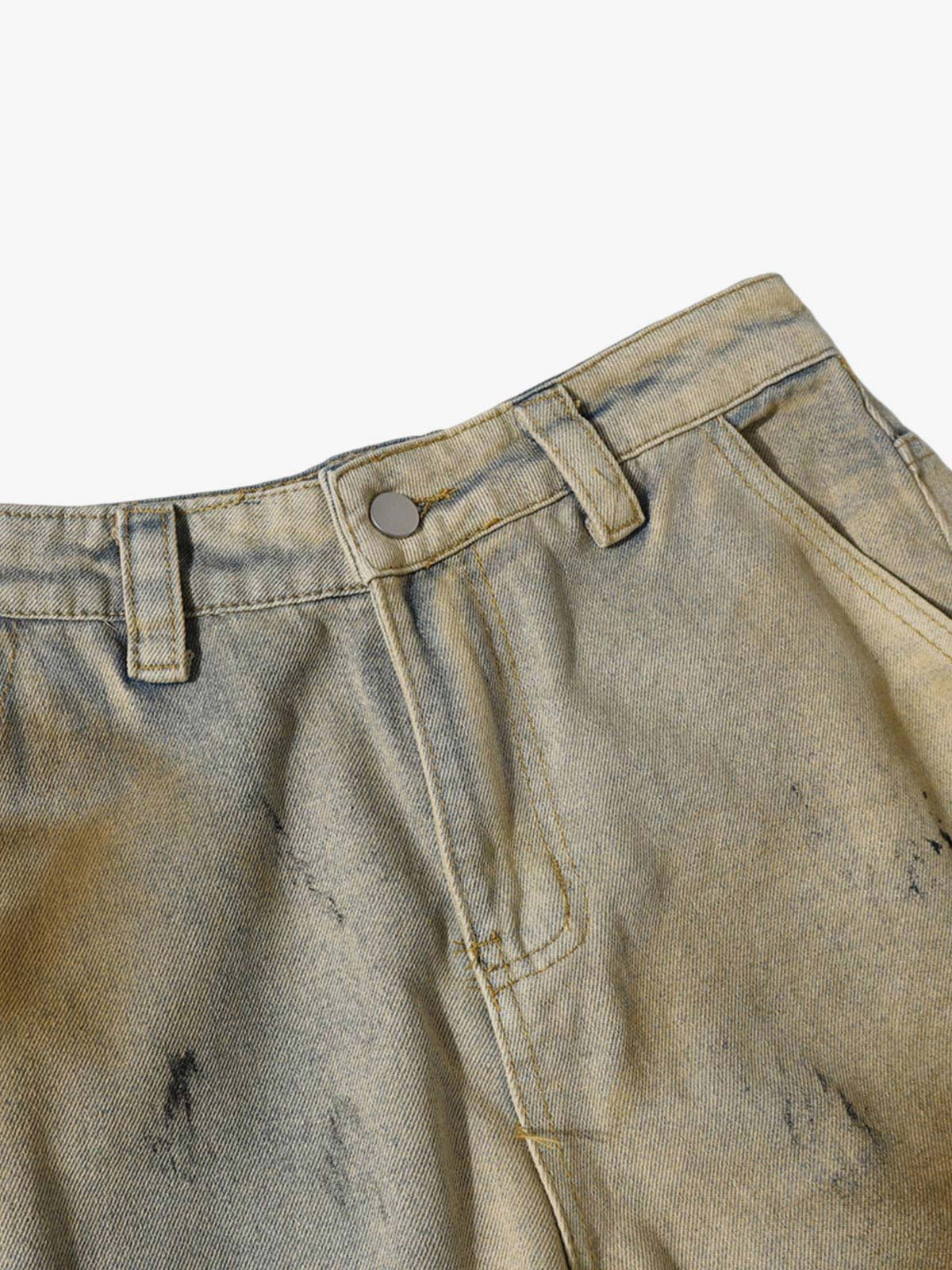 Washed Graffiti Spray Paint Barrel Jeans 