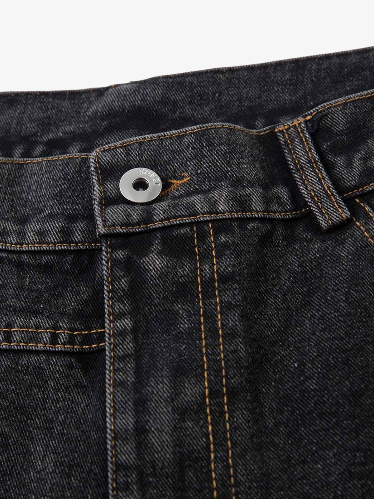 Washed Distressed Deconstructed Split Jeans 