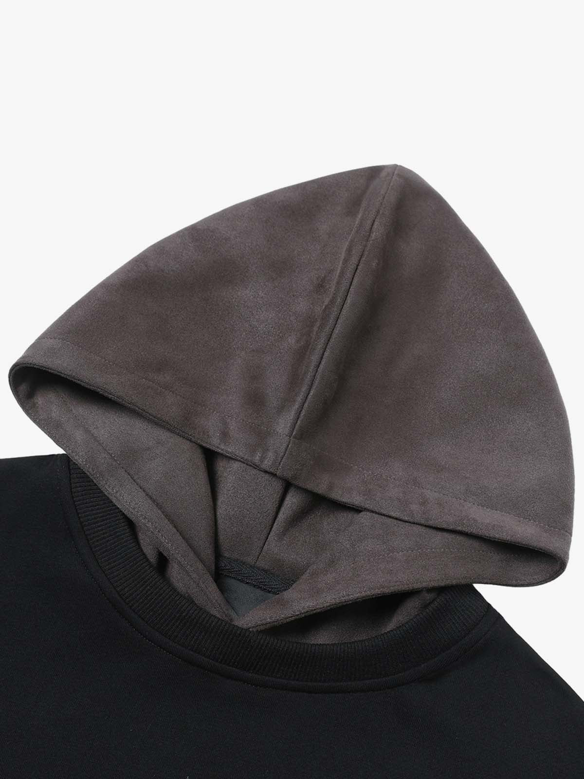 Street Faux Two-Piece Suede Hoodie 