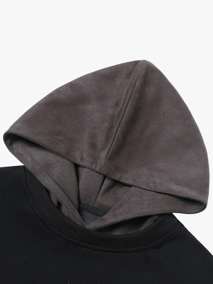 Street Faux Two-Piece Suede Hoodie 