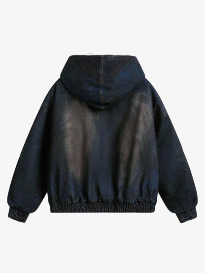Thesupermade Washed Denim Fur Hooded Jacket - 2265 