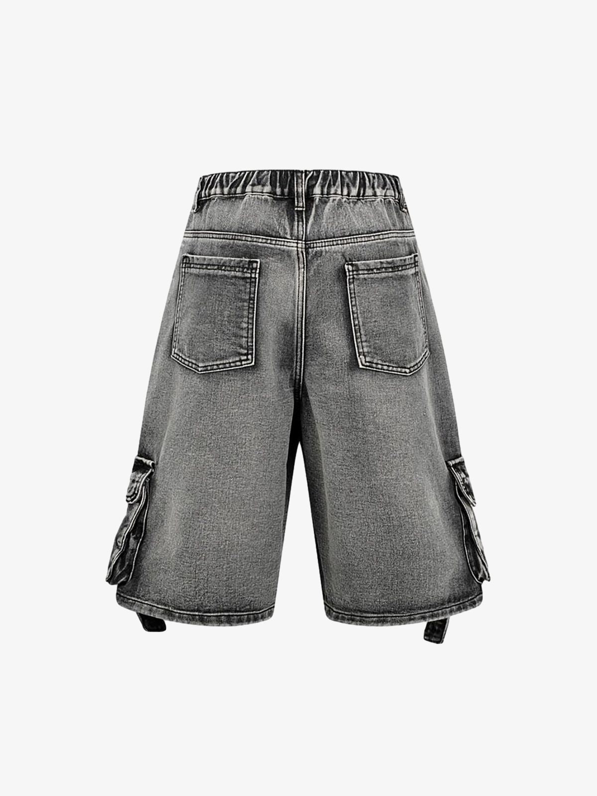 High-Waisted Multi-Pocket Denim Cargo Shorts 