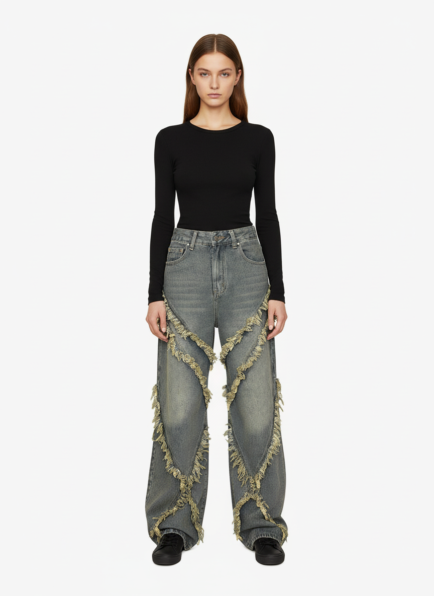 Thesupermade High Street Hip Hop Washed Distressed Jeans - 2069