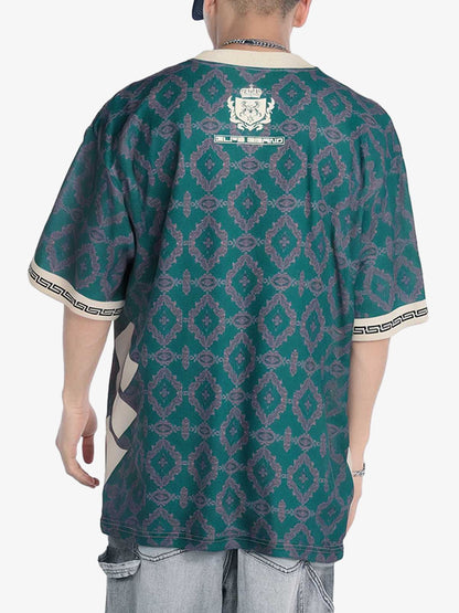 Always Strive Green Patterned Jersey V-Neck T-Shirt 