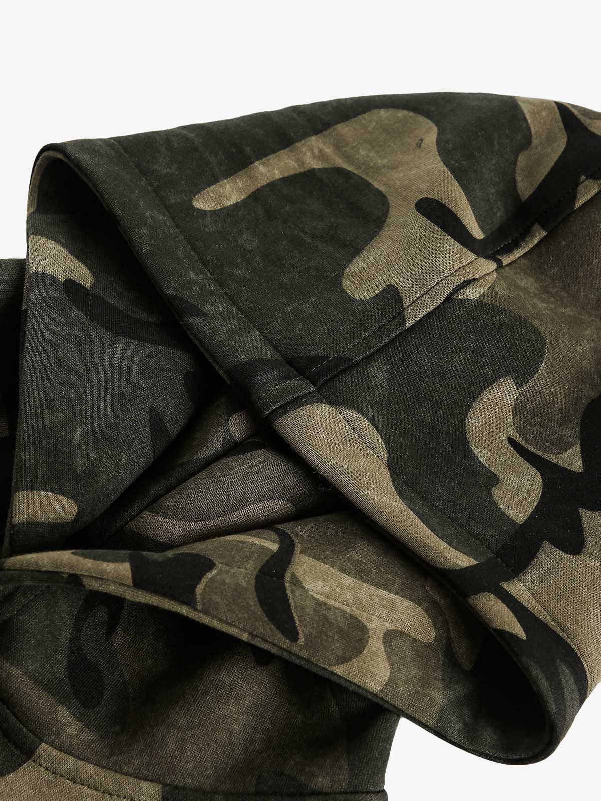 Vintage Camouflage Flame Heart Print Hoodie 