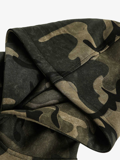 Vintage Camouflage Flame Heart Print Hoodie 