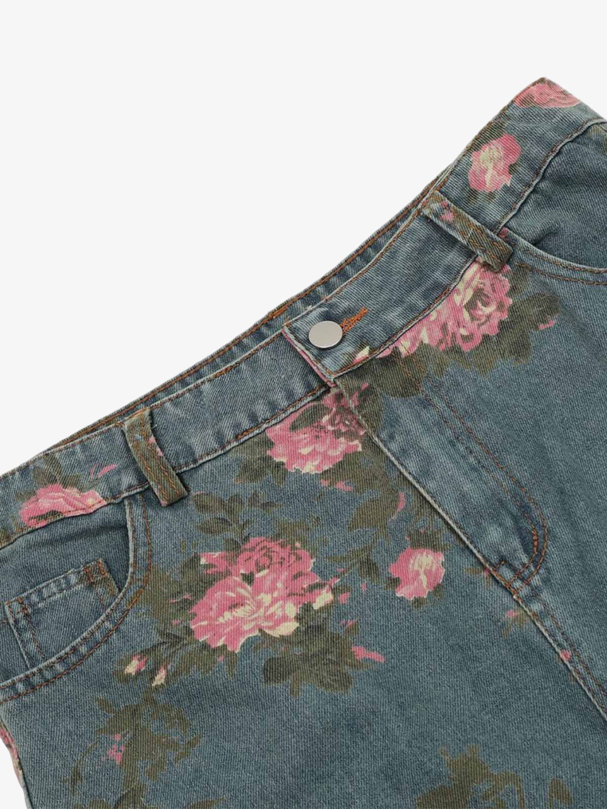 Thesupermade Floral Print Straight Jeans - 2409 