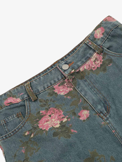 Thesupermade Floral Print Straight Jeans - 2409 