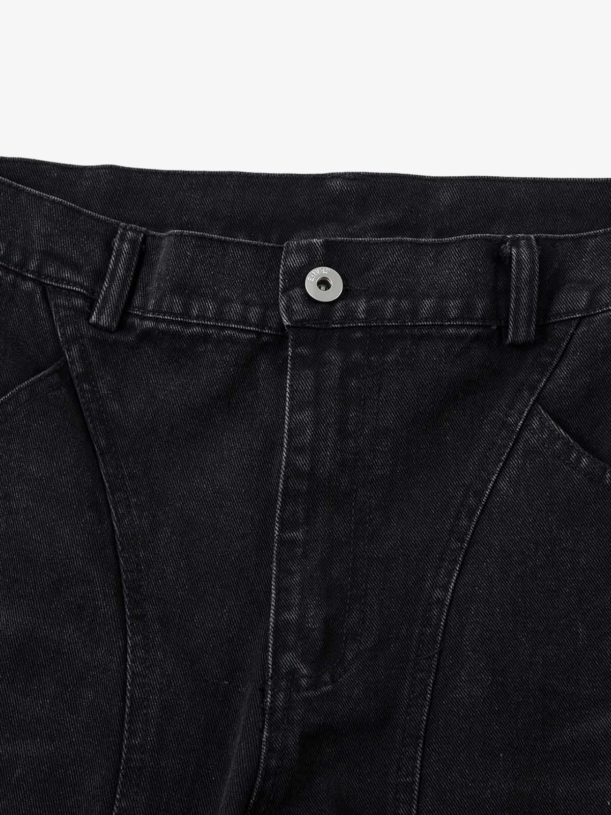 Washed Distressed Multi-Pocket Cargo Jeans 