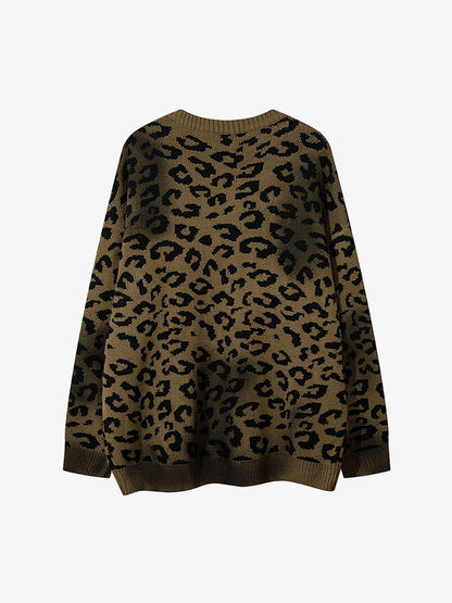 Thesupermade Tie-dye Cheetah Jacquard Sweater 