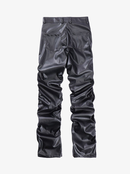 Thesupermade Punk Style Pleated Leather Pants - 2195 