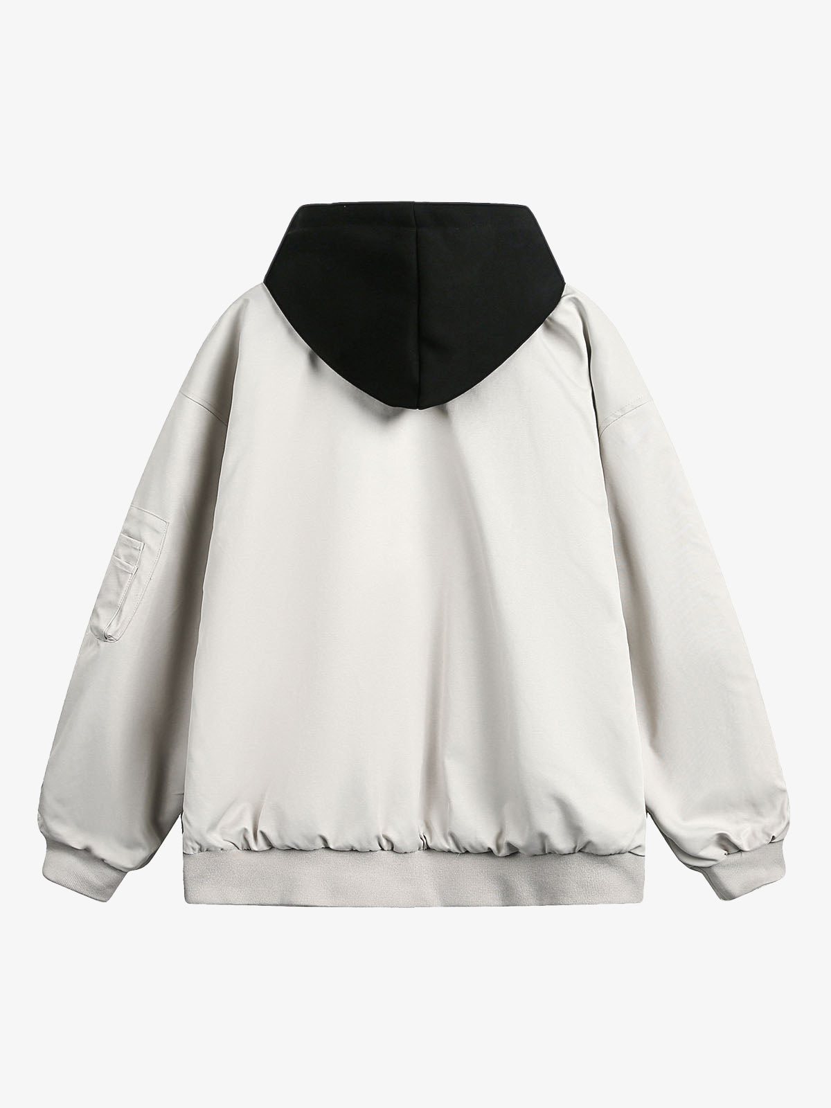 Faux Two-Piece Multi Pocket Spliced Hooded Bomber Jacket 