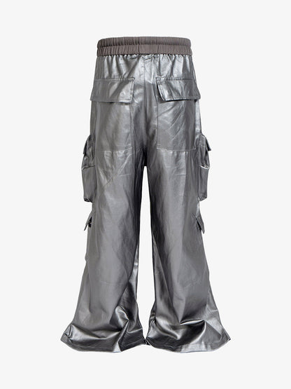 RO Style Matte Coated Leather Baggy Trousers - 2339 
