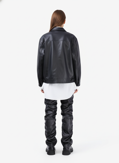 Thesupermade Punk Style Pleated Leather Pants - 2195