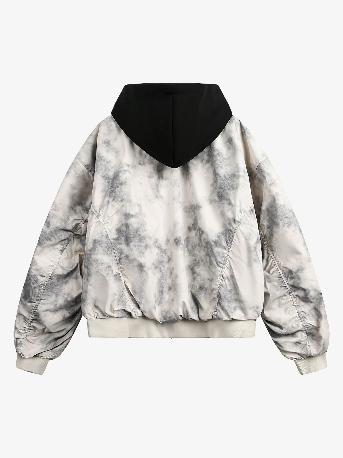 Patchwork Faux Two-Piece Gradient Hooded Bomber Jacket 