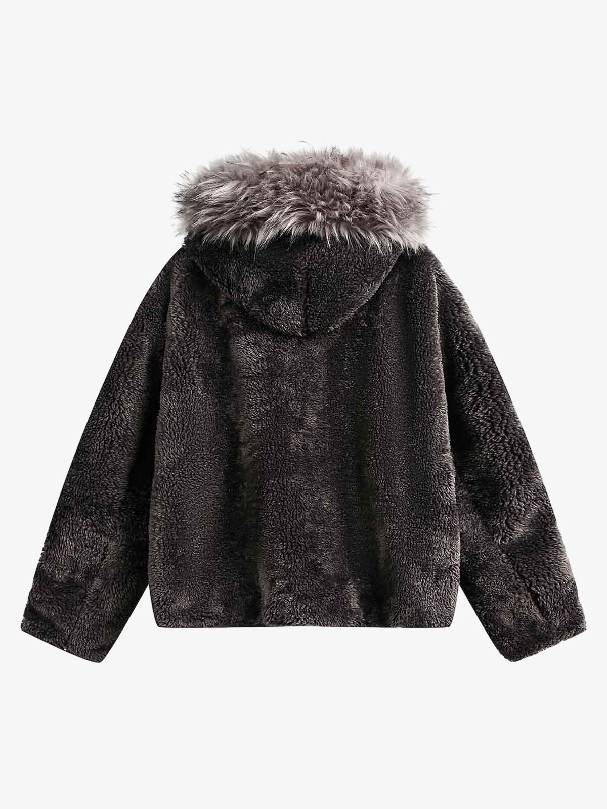 Thesupermade Fur Hooded Quilted Sherpa Jacket - 2304 
