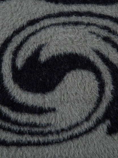 Thesupermade Stand Collar Striped Zip Up Fleece Sweater 