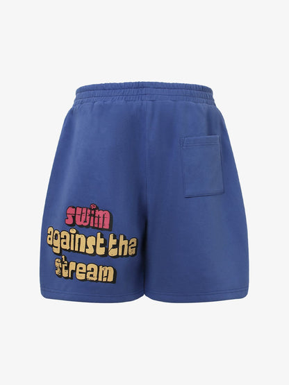 Graffiti Drawstring Cotton Shorts 