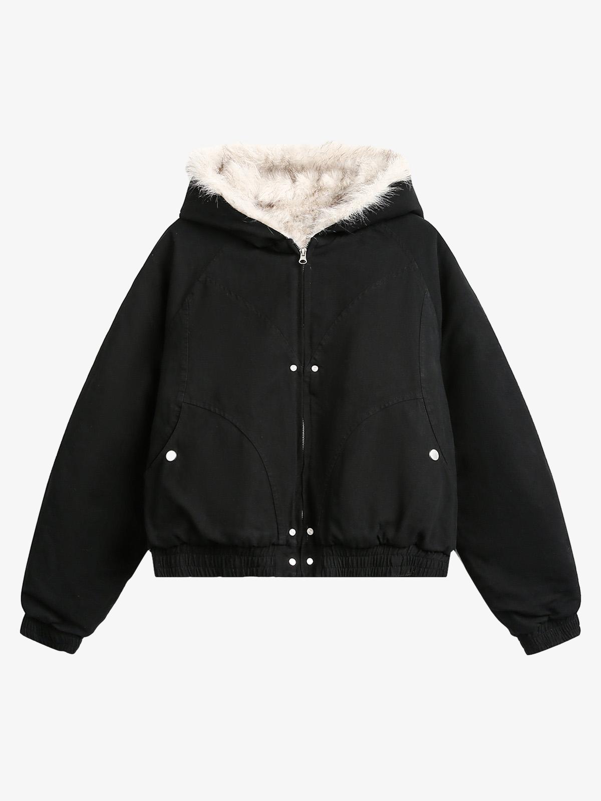 Spliced Fur Hooded Quilted Jacket - 2285 