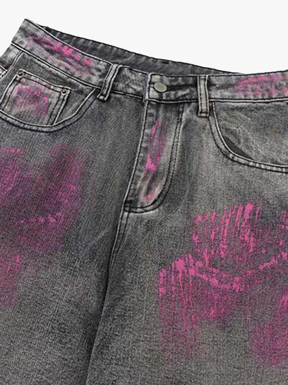 Thesupermade Graffiti Distressed Washed Baggy Jeans - 1886 