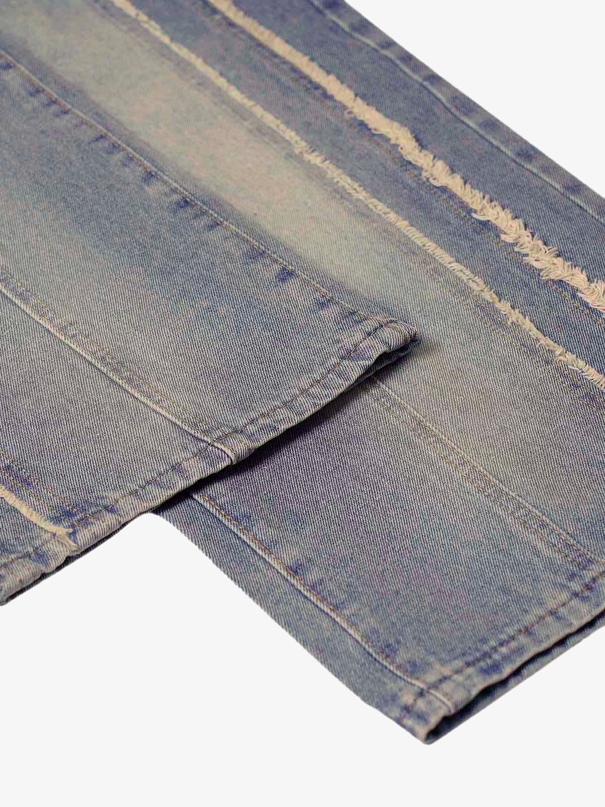 Thesupermade Washed Distressed Raw Edge Baggy Jeans - 2271 