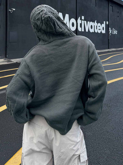 Asymmetric Irregular Knitted Sweater Hoodie 