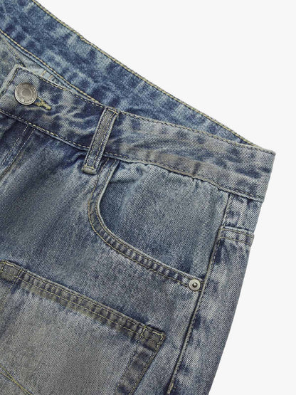 Thesupermade American Street Style Washed Distressed Shorts 