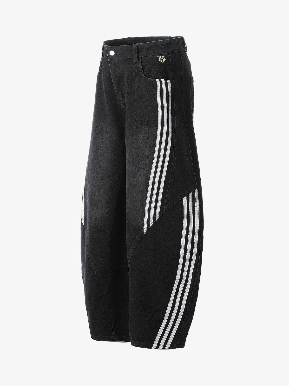 Striped Stitching Barrel Jeans - 2423 