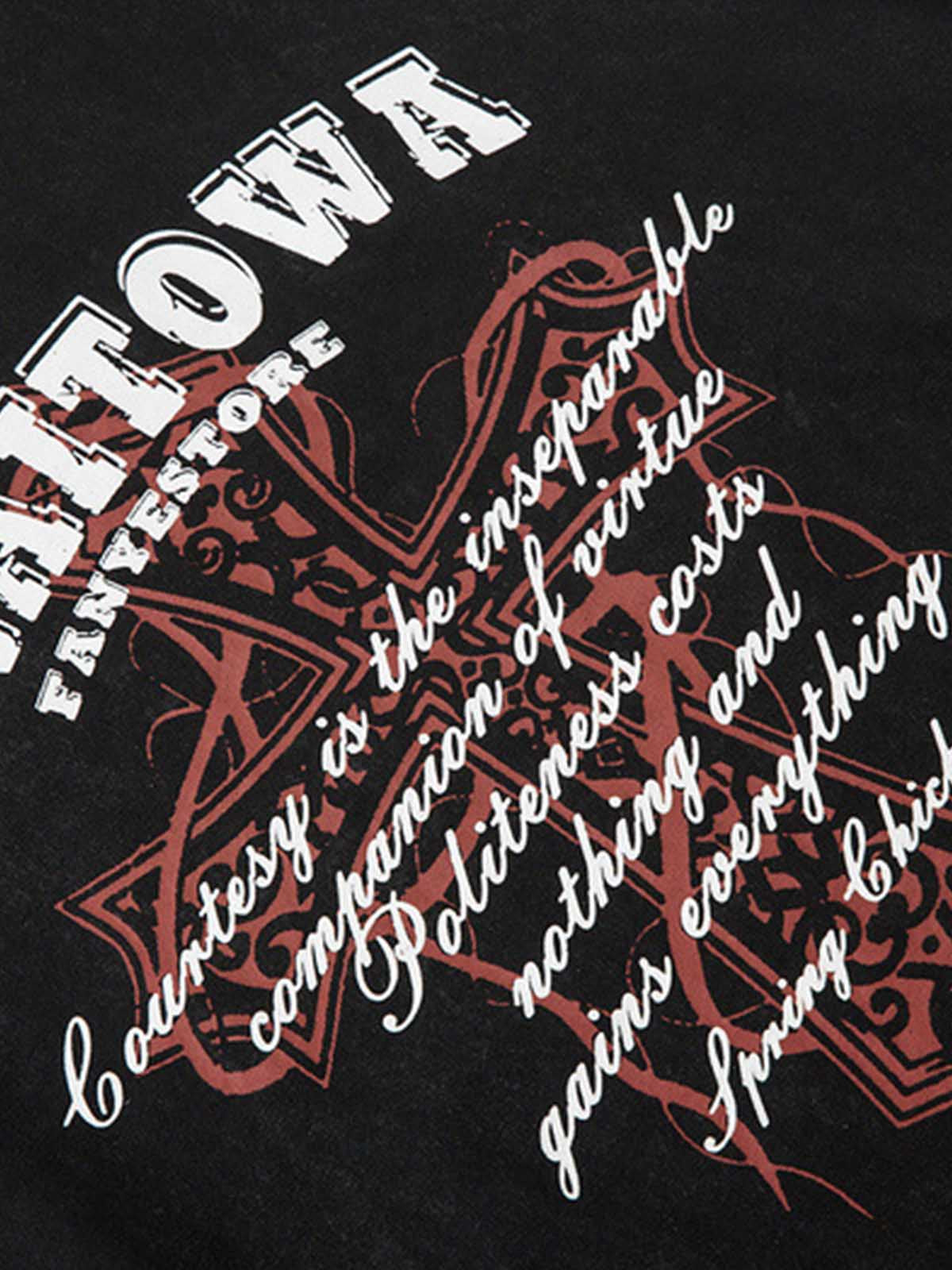 Distressed Ripped Graphic Cross Print Vest 