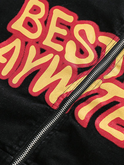 Thesupermade Retro Patchwork Letter Denim Jacket - 2117 