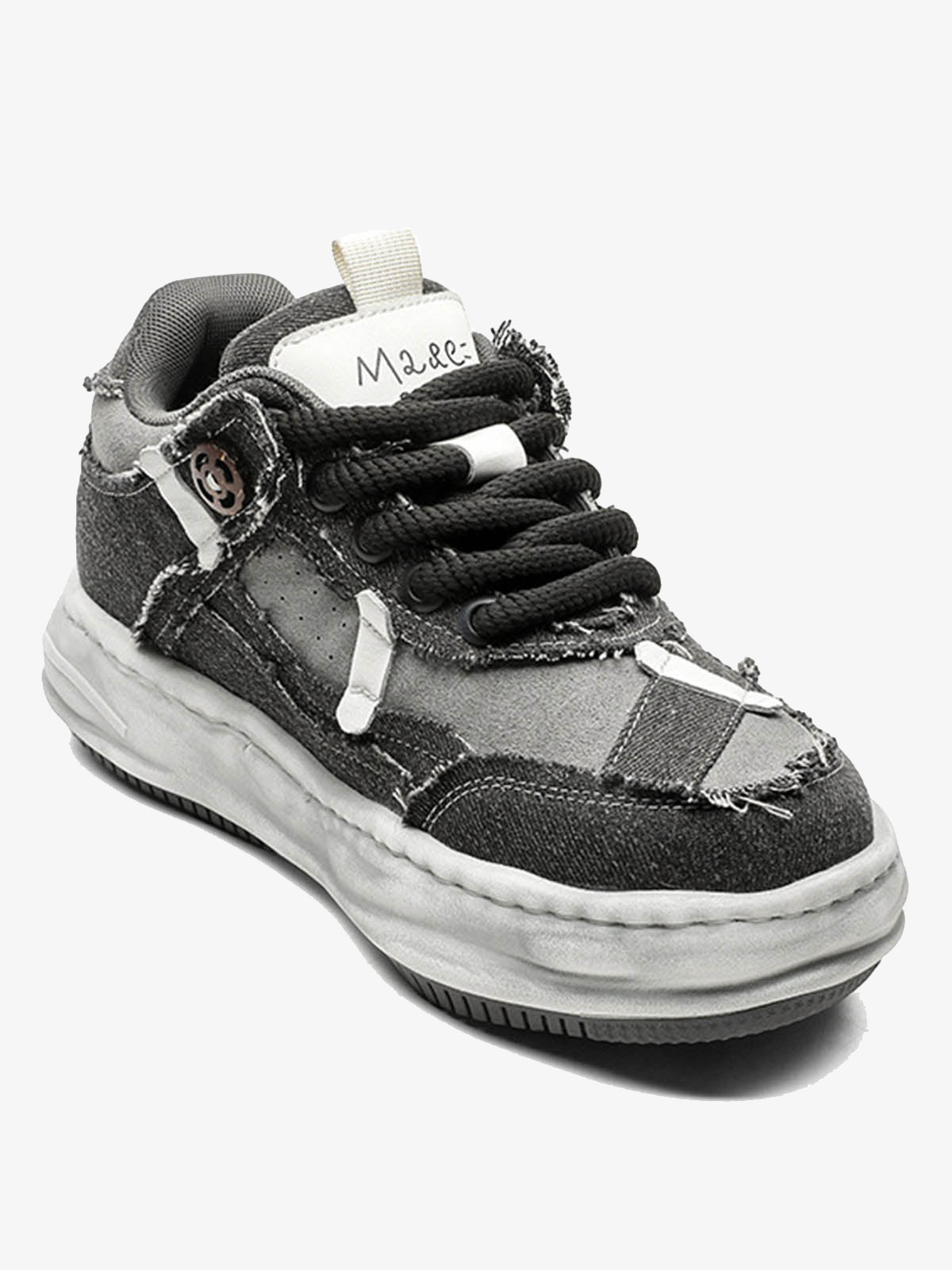 Distressed Deconstructed Split Whisker Platform Sneakers