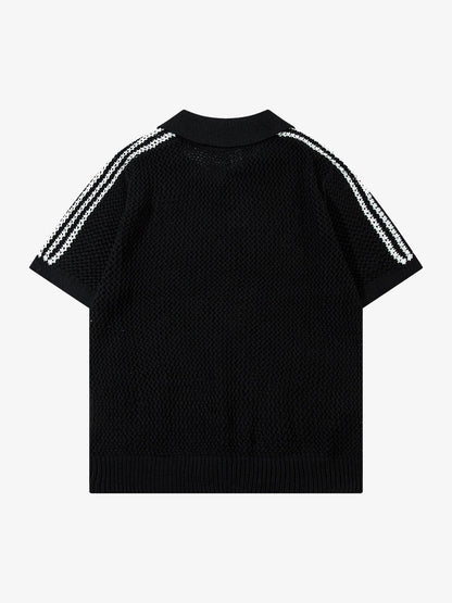 Knitted Short Sleeve Polo Sweater 