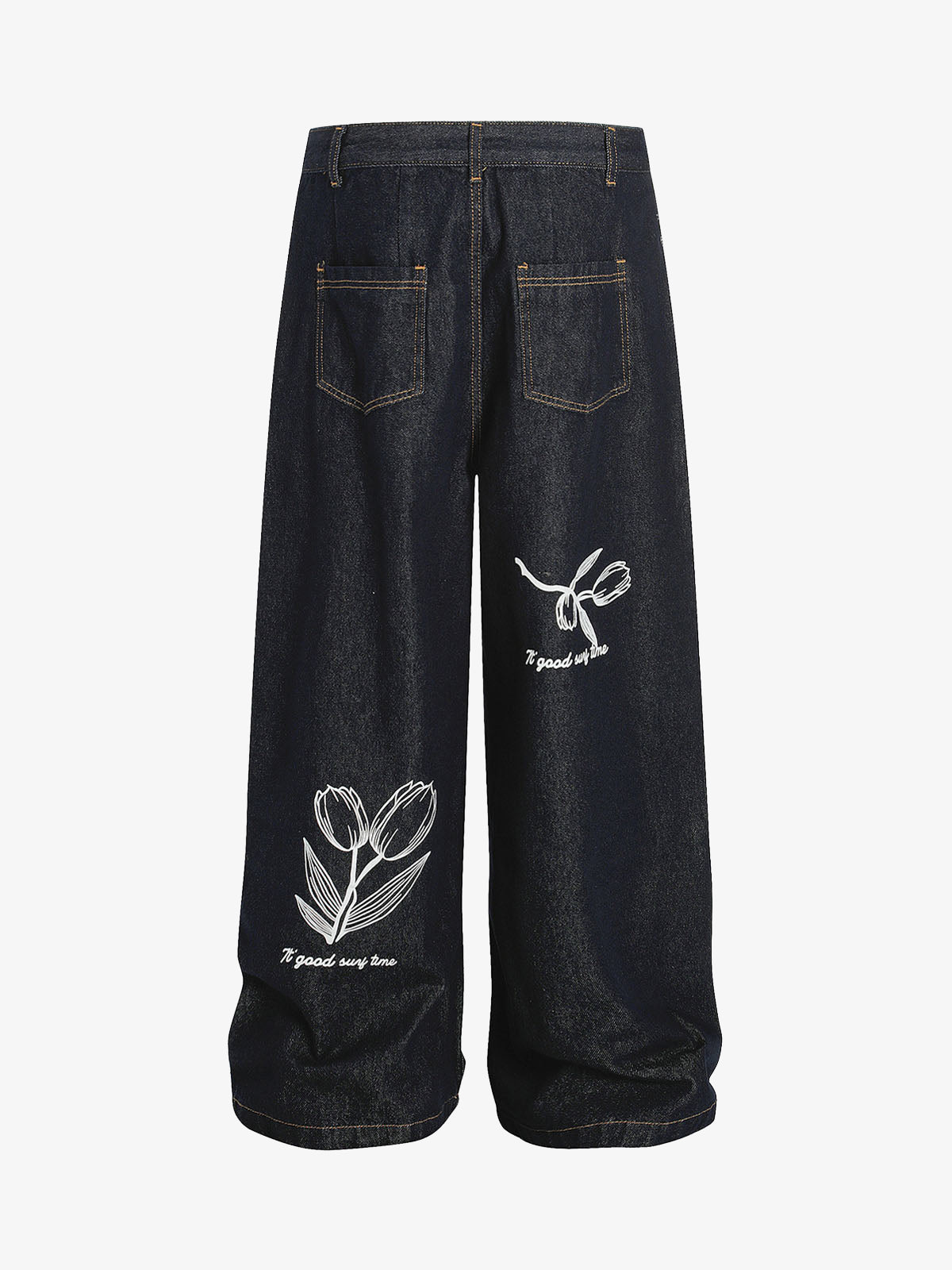 Vintage Graffiti Floral Print Jeans 