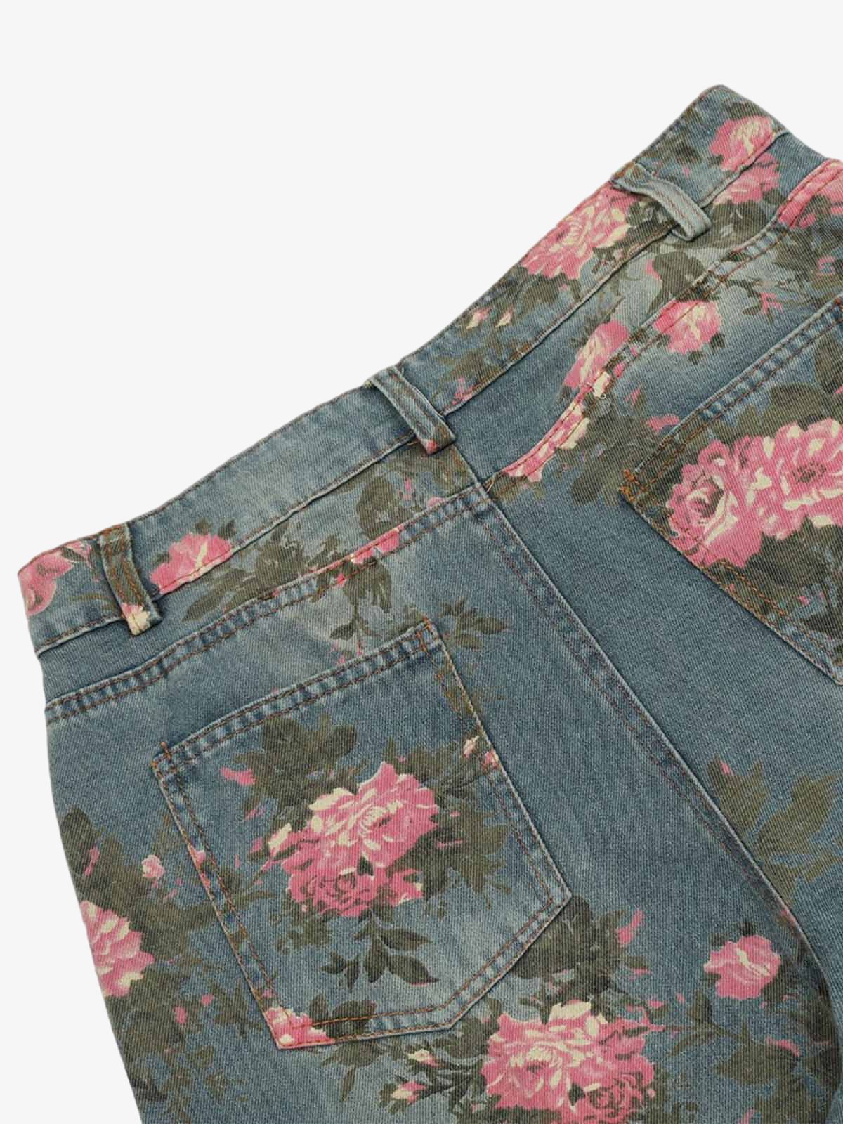 Thesupermade Floral Print Straight Jeans - 2409 