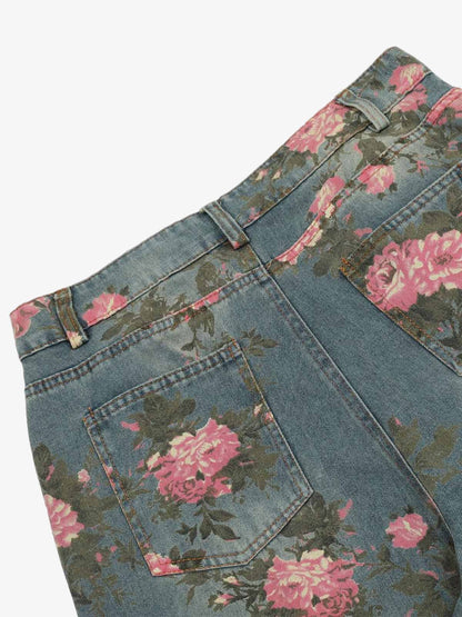 Thesupermade Floral Print Straight Jeans - 2409 