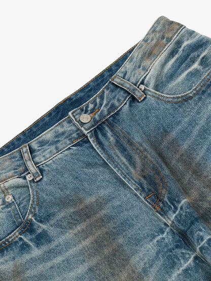 Washed Distressed Ripped Barrel Jeans - 2445 