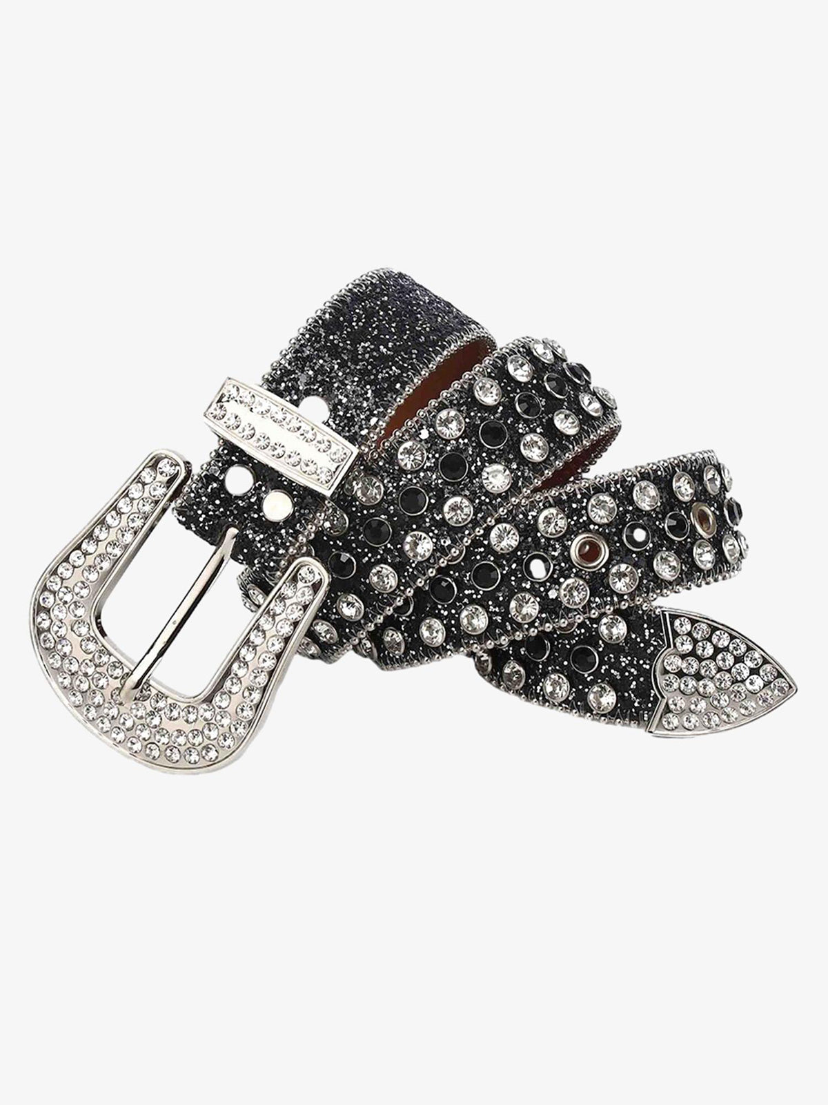 Thesupermade Studded Rhinestone Hip Hop Belt - 1691