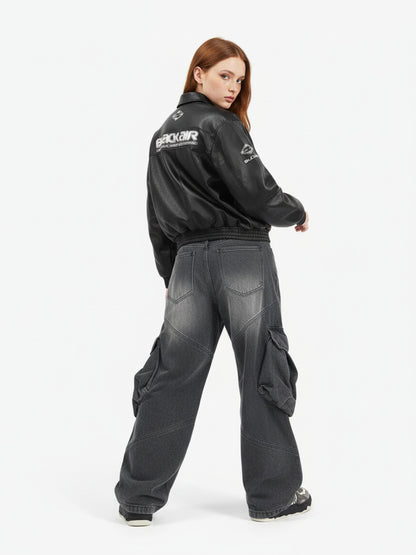 Vintage Washed Multi Pocket Cargo Jeans