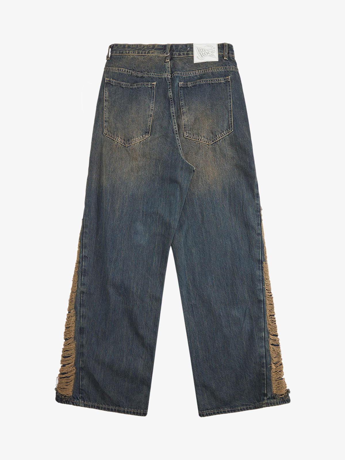 Washed Distressed 'Who Cares You' Print Straight Jeans - 2367 